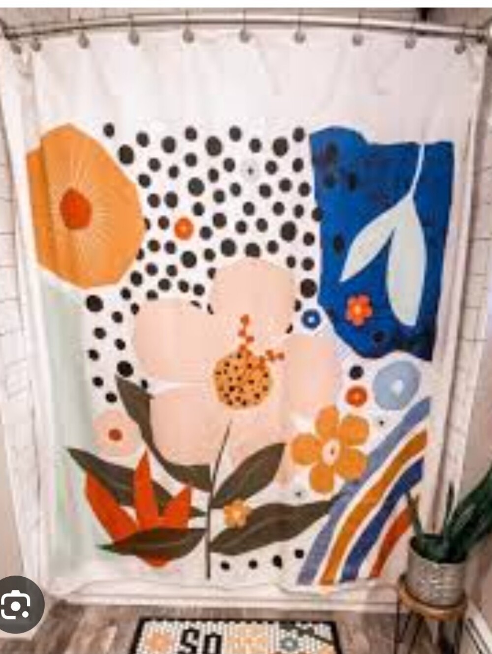 Room Essentials Bold Floral Shower Curtain in Peach, Orange, Blue & Green